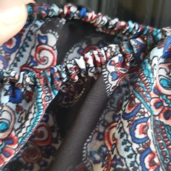 New Directions Boho Cold Shoulder Ditsy Floral Slipon Dress S Very Sheer… - Picture 5 of 17